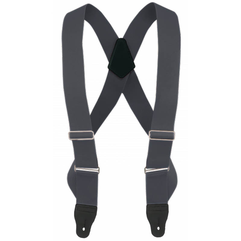 Trucker Suspenders, Leather Ends, Gray