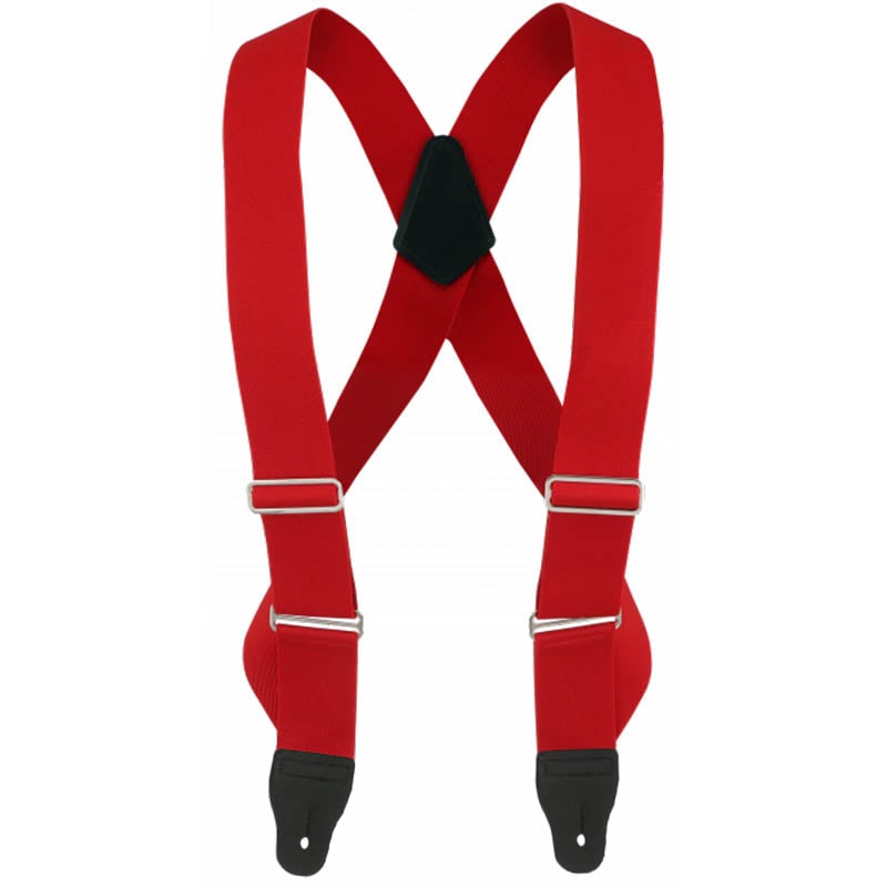 Trucker Suspenders, Leather Ends, Red