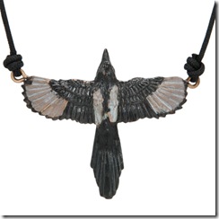 3-D Magpie Pendant with Cord